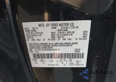 2013 Ford F-150 Stx from USA, damaged, VIN 1FTFX1EF8DKF51912